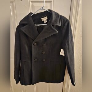 St John's bay black cashmere blend winter coat wool xl peacoat